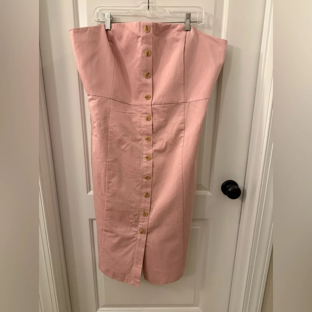 NWT Banana Republic Cotton-Linen Knee-Length Dress Light Pink Size 18 - Picture 2 of 10